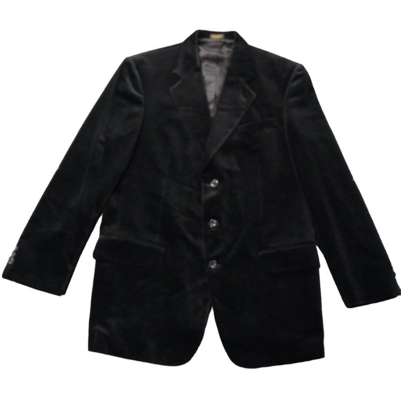 Stacy Adams Men's Cotton Velvety Soft Black 3 Button Blazer Sport Coat Sz 44R - Picture 1 of 10